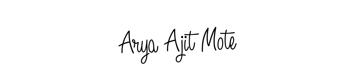 How to make Arya Ajit Mote name signature. Use Angelique-Rose-font-FFP style for creating short signs online. This is the latest handwritten sign. Arya Ajit Mote signature style 5 images and pictures png
