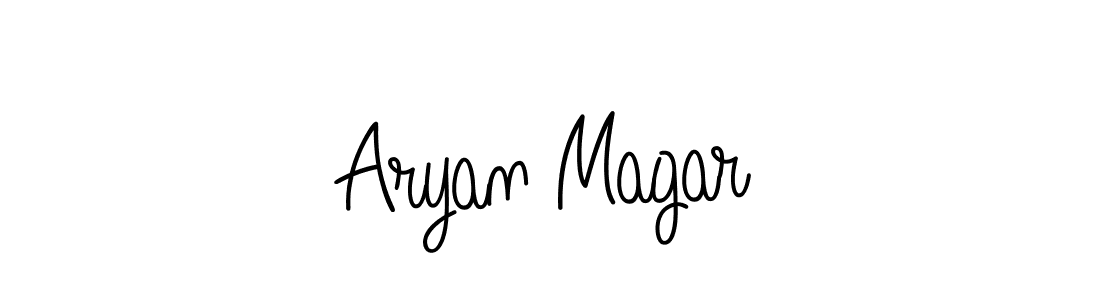 Use a signature maker to create a handwritten signature online. With this signature software, you can design (Angelique-Rose-font-FFP) your own signature for name Aryan Magar. Aryan Magar signature style 5 images and pictures png