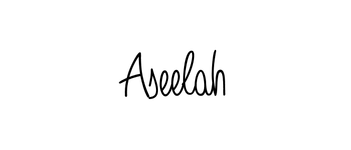 Make a beautiful signature design for name Aseelah. With this signature (Angelique-Rose-font-FFP) style, you can create a handwritten signature for free. Aseelah signature style 5 images and pictures png