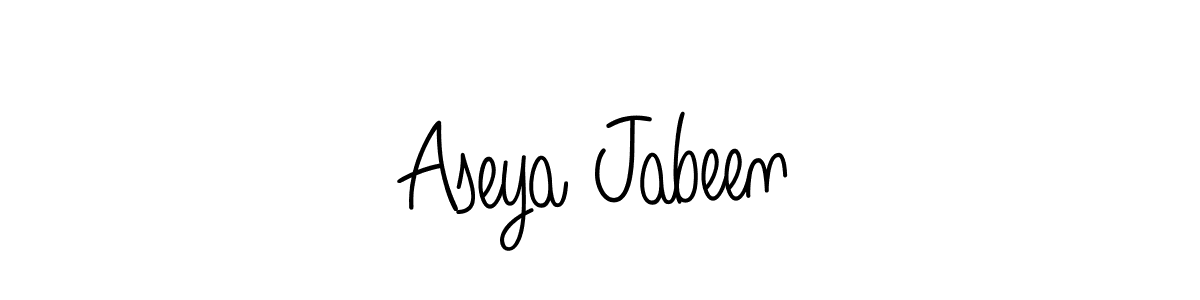 Create a beautiful signature design for name Aseya Jabeen. With this signature (Angelique-Rose-font-FFP) fonts, you can make a handwritten signature for free. Aseya Jabeen signature style 5 images and pictures png