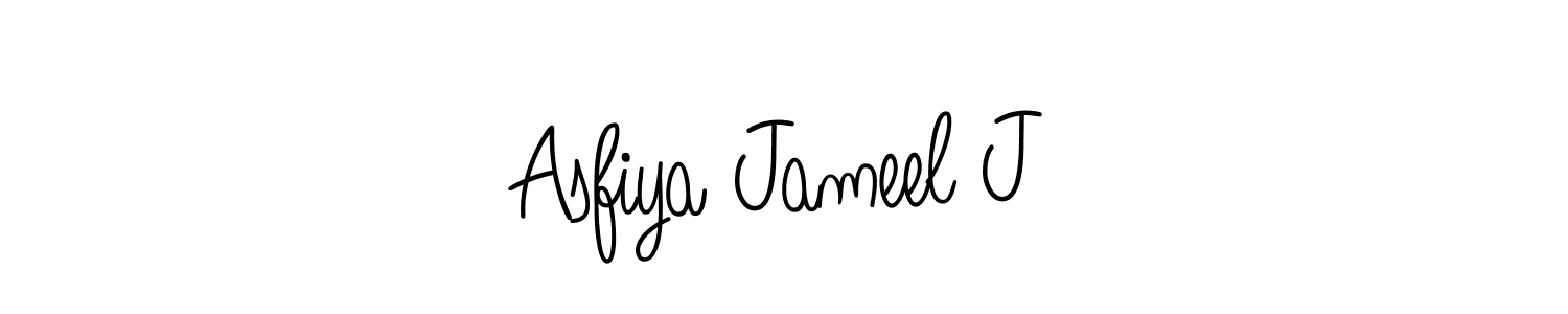 How to make Asfiya Jameel J name signature. Use Angelique-Rose-font-FFP style for creating short signs online. This is the latest handwritten sign. Asfiya Jameel J signature style 5 images and pictures png