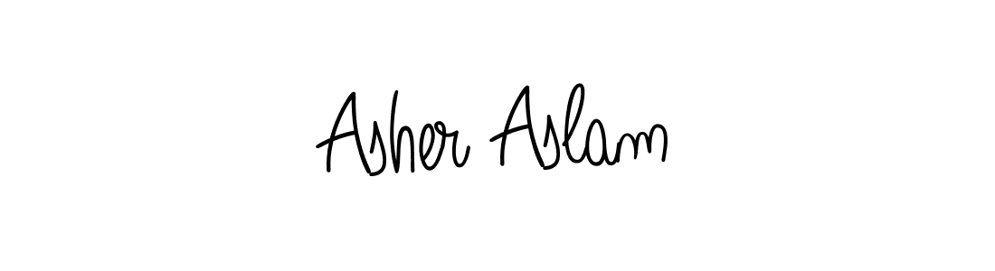 Use a signature maker to create a handwritten signature online. With this signature software, you can design (Angelique-Rose-font-FFP) your own signature for name Asher Aslam. Asher Aslam signature style 5 images and pictures png