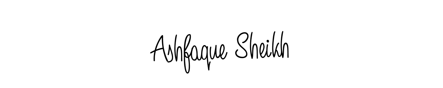 You should practise on your own different ways (Angelique-Rose-font-FFP) to write your name (Ashfaque Sheikh) in signature. don't let someone else do it for you. Ashfaque Sheikh signature style 5 images and pictures png
