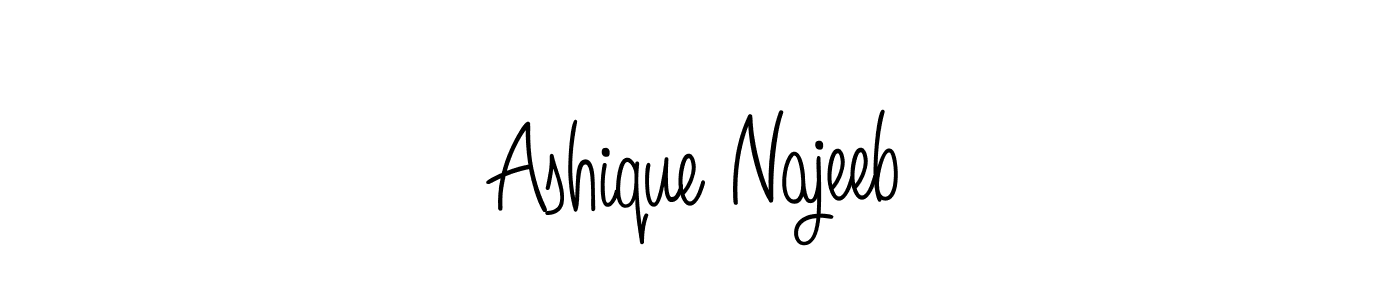 The best way (Angelique-Rose-font-FFP) to make a short signature is to pick only two or three words in your name. The name Ashique Najeeb include a total of six letters. For converting this name. Ashique Najeeb signature style 5 images and pictures png