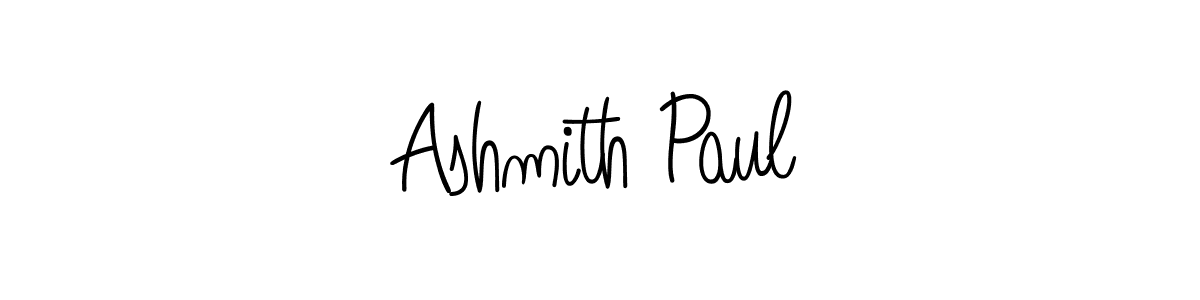 Use a signature maker to create a handwritten signature online. With this signature software, you can design (Angelique-Rose-font-FFP) your own signature for name Ashmith Paul. Ashmith Paul signature style 5 images and pictures png