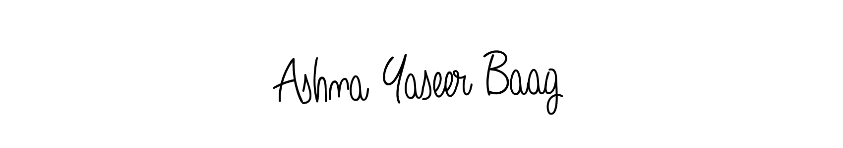 How to make Ashna Yaseer Baag name signature. Use Angelique-Rose-font-FFP style for creating short signs online. This is the latest handwritten sign. Ashna Yaseer Baag signature style 5 images and pictures png