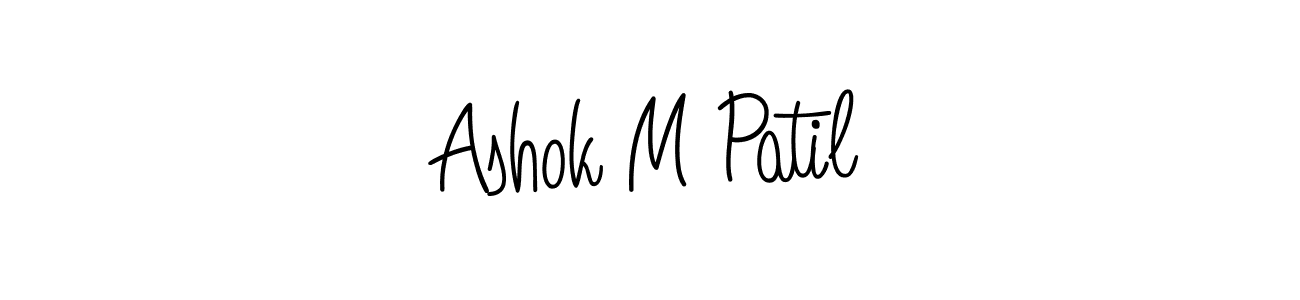 The best way (Angelique-Rose-font-FFP) to make a short signature is to pick only two or three words in your name. The name Ashok M Patil include a total of six letters. For converting this name. Ashok M Patil signature style 5 images and pictures png