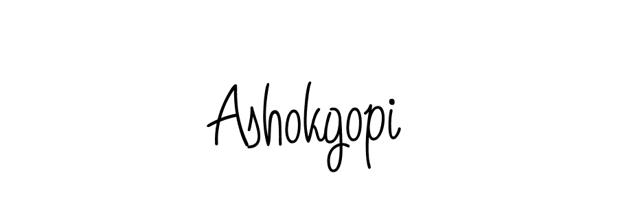 Make a beautiful signature design for name Ashokgopi. With this signature (Angelique-Rose-font-FFP) style, you can create a handwritten signature for free. Ashokgopi signature style 5 images and pictures png