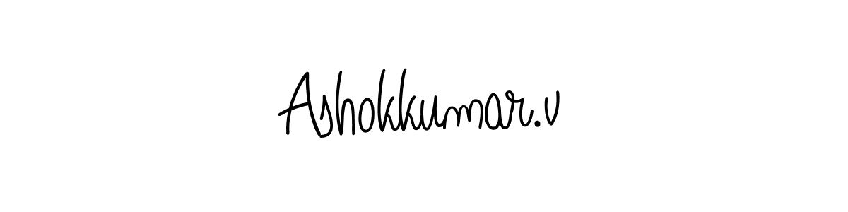 The best way (Angelique-Rose-font-FFP) to make a short signature is to pick only two or three words in your name. The name Ashokkumar.v include a total of six letters. For converting this name. Ashokkumar.v signature style 5 images and pictures png