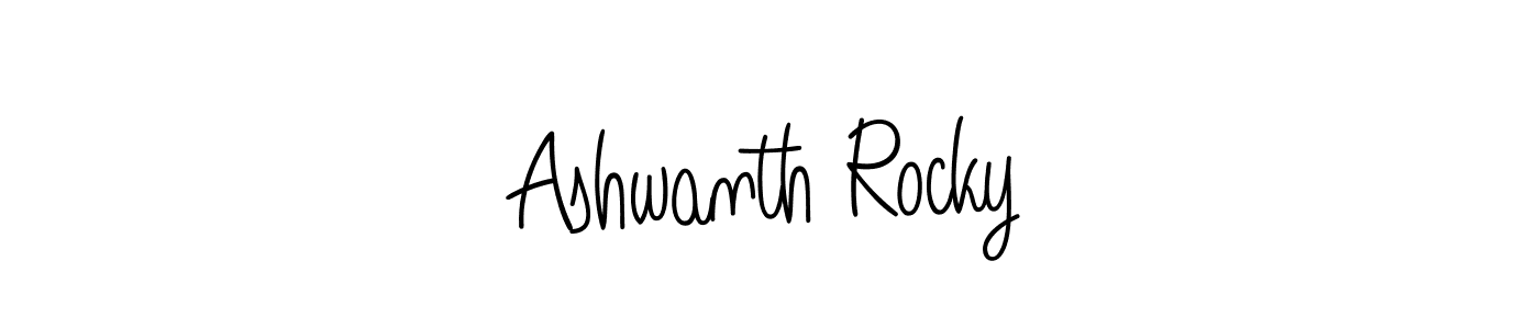 The best way (Angelique-Rose-font-FFP) to make a short signature is to pick only two or three words in your name. The name Ashwanth Rocky include a total of six letters. For converting this name. Ashwanth Rocky signature style 5 images and pictures png