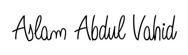 Try this chic Aslam Abdul Vahid handwritten sign style. Using Angelique-Rose-font-FFP font elements, it gives your name a sleek, memorable identity. Aslam Abdul Vahid signature style 5 images and pictures png