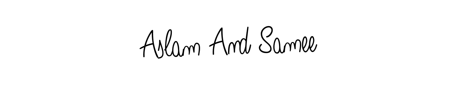 Angelique-Rose-font-FFP is a professional signature style that is perfect for those who want to add a touch of class to their signature. It is also a great choice for those who want to make their signature more unique. Get Aslam And Samee name to fancy signature for free. Aslam And Samee signature style 5 images and pictures png