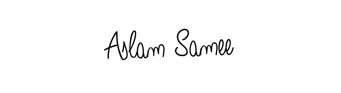 The best way (Angelique-Rose-font-FFP) to make a short signature is to pick only two or three words in your name. The name Aslam Samee include a total of six letters. For converting this name. Aslam Samee signature style 5 images and pictures png