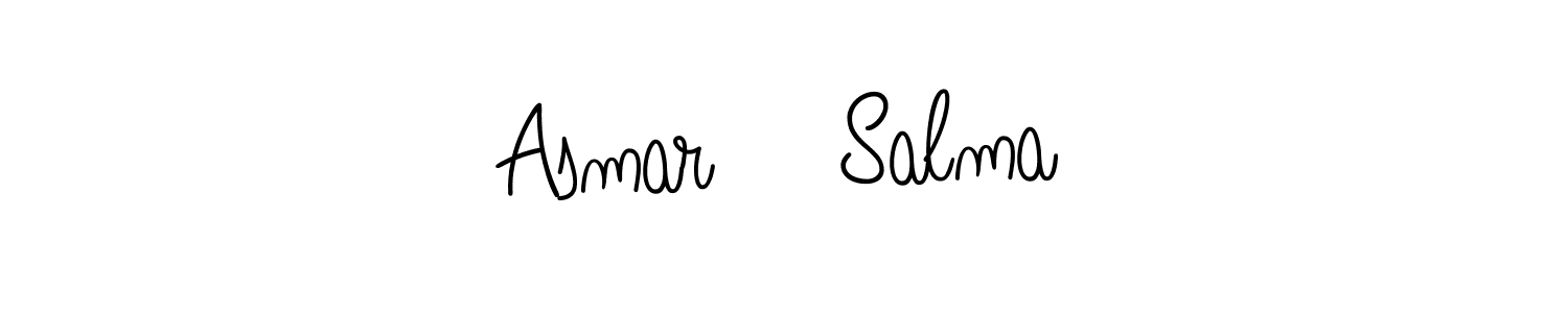 if you are searching for the best signature style for your name Asmar ♡ Salma. so please give up your signature search. here we have designed multiple signature styles  using Angelique-Rose-font-FFP. Asmar ♡ Salma signature style 5 images and pictures png