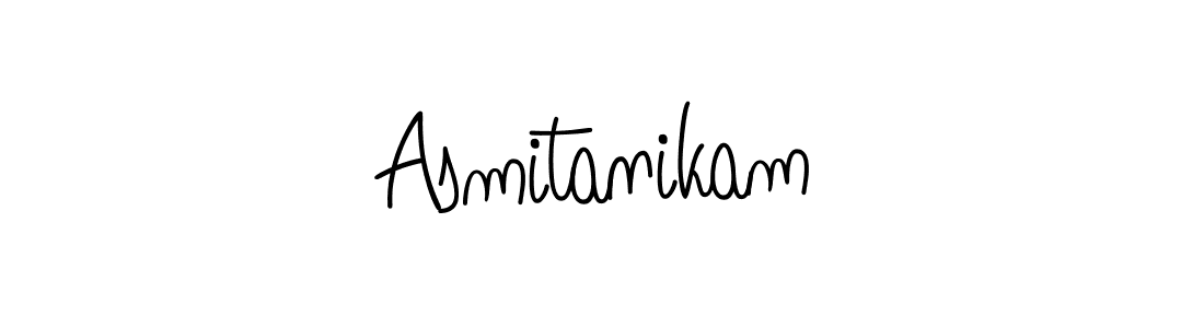 Make a beautiful signature design for name Asmitanikam. With this signature (Angelique-Rose-font-FFP) style, you can create a handwritten signature for free. Asmitanikam signature style 5 images and pictures png