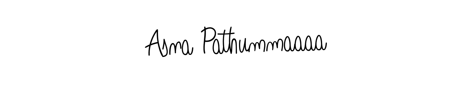 Create a beautiful signature design for name Asna Pathummaaaa. With this signature (Angelique-Rose-font-FFP) fonts, you can make a handwritten signature for free. Asna Pathummaaaa signature style 5 images and pictures png