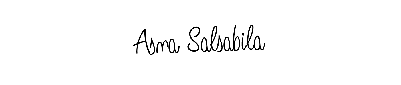 Make a beautiful signature design for name Asna Salsabila. With this signature (Angelique-Rose-font-FFP) style, you can create a handwritten signature for free. Asna Salsabila signature style 5 images and pictures png