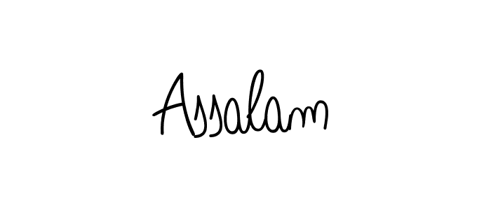 Use a signature maker to create a handwritten signature online. With this signature software, you can design (Angelique-Rose-font-FFP) your own signature for name Assalam. Assalam signature style 5 images and pictures png