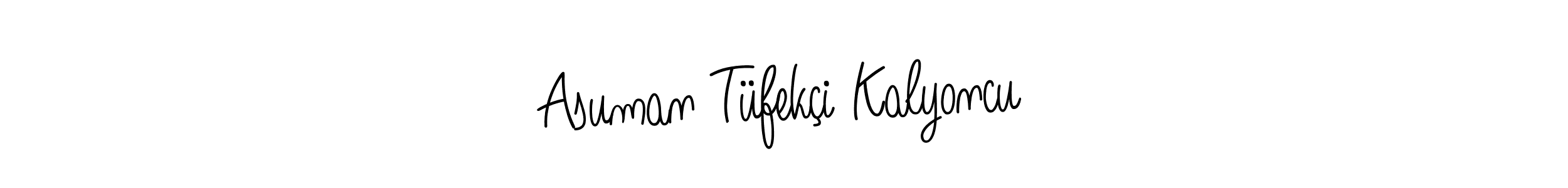 Create a beautiful signature design for name Asuman Tüfekçi Kalyoncu. With this signature (Angelique-Rose-font-FFP) fonts, you can make a handwritten signature for free. Asuman Tüfekçi Kalyoncu signature style 5 images and pictures png
