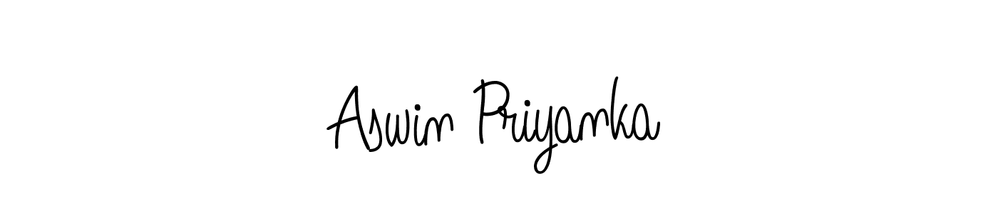 You should practise on your own different ways (Angelique-Rose-font-FFP) to write your name (Aswin Priyanka) in signature. don't let someone else do it for you. Aswin Priyanka signature style 5 images and pictures png