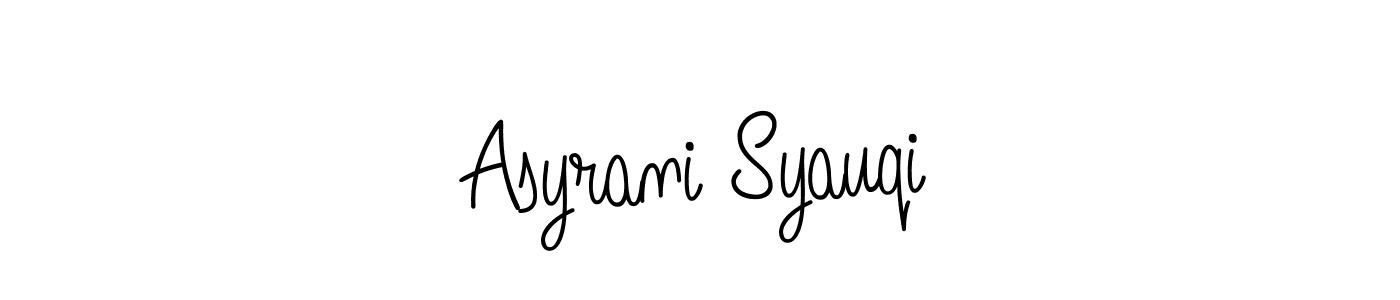 Use a signature maker to create a handwritten signature online. With this signature software, you can design (Angelique-Rose-font-FFP) your own signature for name Asyrani Syauqi. Asyrani Syauqi signature style 5 images and pictures png