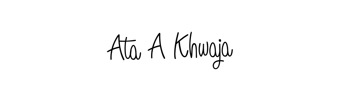 How to make Ata A Khwaja name signature. Use Angelique-Rose-font-FFP style for creating short signs online. This is the latest handwritten sign. Ata A Khwaja signature style 5 images and pictures png