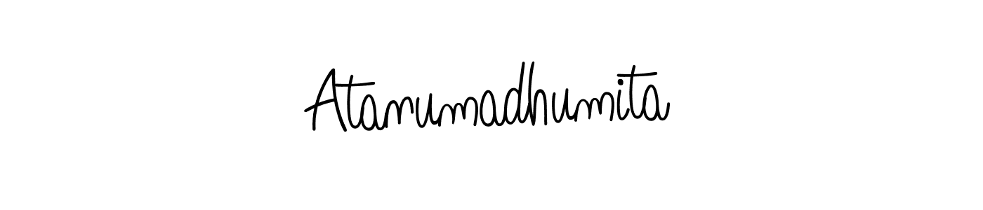 Make a beautiful signature design for name Atanumadhumita. With this signature (Angelique-Rose-font-FFP) style, you can create a handwritten signature for free. Atanumadhumita signature style 5 images and pictures png
