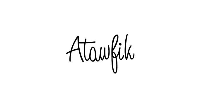 Use a signature maker to create a handwritten signature online. With this signature software, you can design (Angelique-Rose-font-FFP) your own signature for name Atawfik. Atawfik signature style 5 images and pictures png