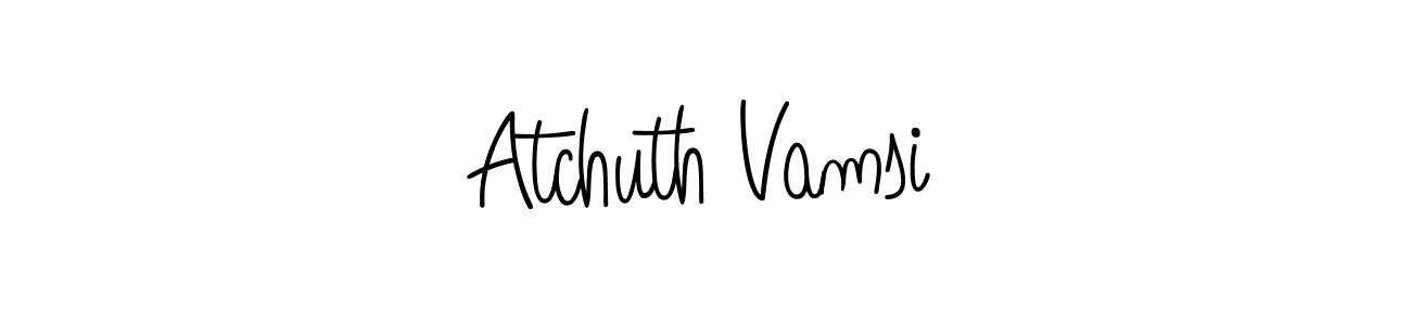The best way (Angelique-Rose-font-FFP) to make a short signature is to pick only two or three words in your name. The name Atchuth Vamsi include a total of six letters. For converting this name. Atchuth Vamsi signature style 5 images and pictures png