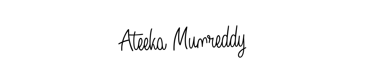 Make a beautiful signature design for name Ateeka Munreddy. With this signature (Angelique-Rose-font-FFP) style, you can create a handwritten signature for free. Ateeka Munreddy signature style 5 images and pictures png