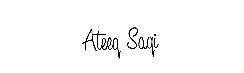 The best way (Angelique-Rose-font-FFP) to make a short signature is to pick only two or three words in your name. The name Ateeq Saqi include a total of six letters. For converting this name. Ateeq Saqi signature style 5 images and pictures png