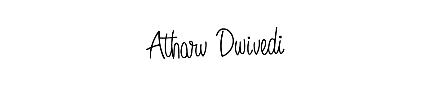 You should practise on your own different ways (Angelique-Rose-font-FFP) to write your name (Atharv Dwivedi) in signature. don't let someone else do it for you. Atharv Dwivedi signature style 5 images and pictures png