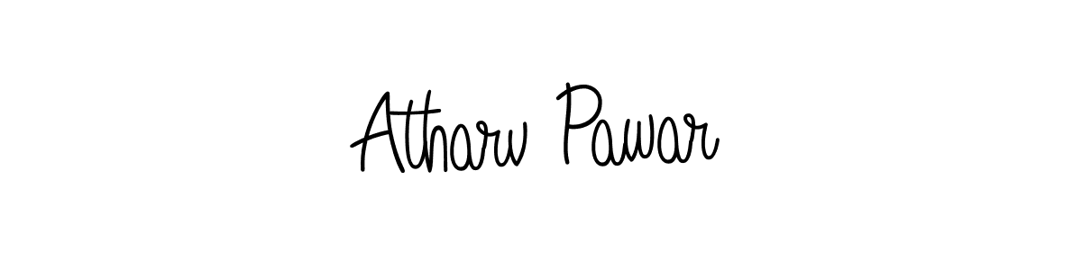 The best way (Angelique-Rose-font-FFP) to make a short signature is to pick only two or three words in your name. The name Atharv Pawar include a total of six letters. For converting this name. Atharv Pawar signature style 5 images and pictures png