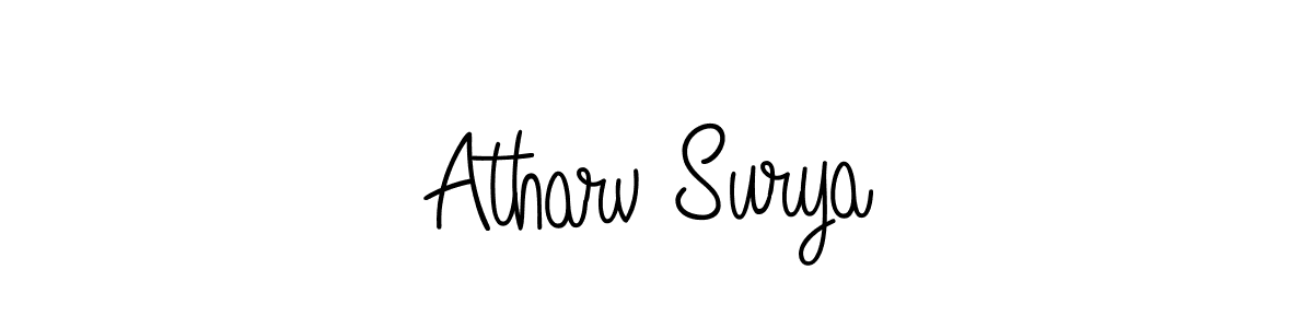 if you are searching for the best signature style for your name Atharv Surya. so please give up your signature search. here we have designed multiple signature styles  using Angelique-Rose-font-FFP. Atharv Surya signature style 5 images and pictures png