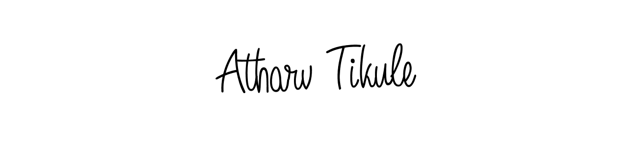 You should practise on your own different ways (Angelique-Rose-font-FFP) to write your name (Atharv Tikule) in signature. don't let someone else do it for you. Atharv Tikule signature style 5 images and pictures png