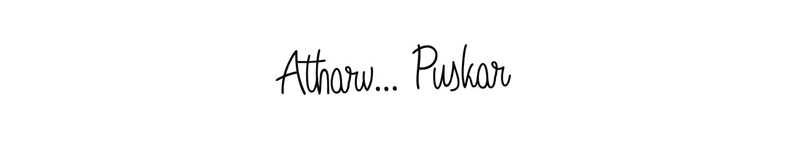 How to make Atharv... Puskar name signature. Use Angelique-Rose-font-FFP style for creating short signs online. This is the latest handwritten sign. Atharv... Puskar signature style 5 images and pictures png