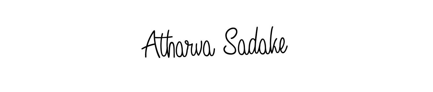 You should practise on your own different ways (Angelique-Rose-font-FFP) to write your name (Atharva Sadake) in signature. don't let someone else do it for you. Atharva Sadake signature style 5 images and pictures png