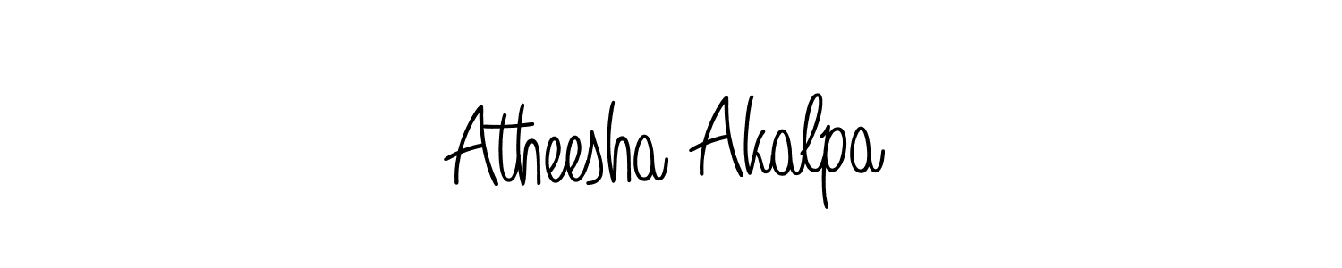 You should practise on your own different ways (Angelique-Rose-font-FFP) to write your name (Atheesha Akalpa) in signature. don't let someone else do it for you. Atheesha Akalpa signature style 5 images and pictures png