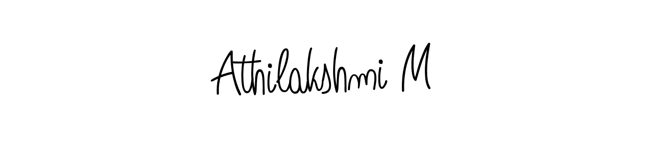 The best way (Angelique-Rose-font-FFP) to make a short signature is to pick only two or three words in your name. The name Athilakshmi M include a total of six letters. For converting this name. Athilakshmi M signature style 5 images and pictures png