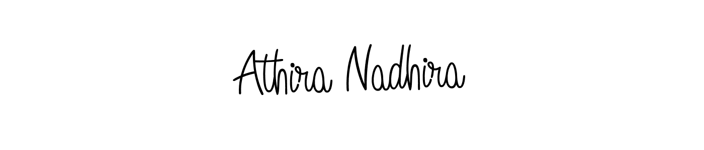 How to make Athira Nadhira name signature. Use Angelique-Rose-font-FFP style for creating short signs online. This is the latest handwritten sign. Athira Nadhira signature style 5 images and pictures png