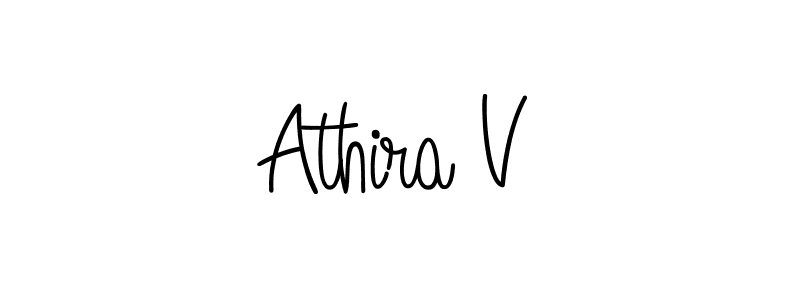 if you are searching for the best signature style for your name Athira V. so please give up your signature search. here we have designed multiple signature styles  using Angelique-Rose-font-FFP. Athira V signature style 5 images and pictures png