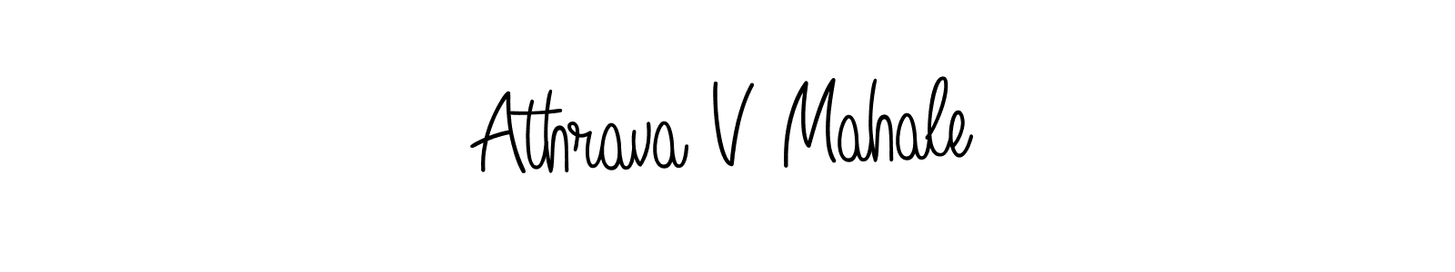 How to make Athrava V Mahale name signature. Use Angelique-Rose-font-FFP style for creating short signs online. This is the latest handwritten sign. Athrava V Mahale signature style 5 images and pictures png