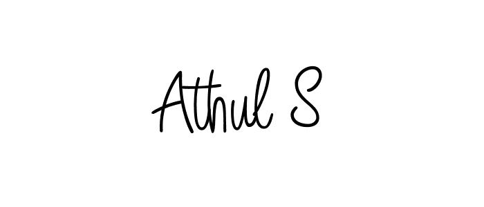 The best way (Angelique-Rose-font-FFP) to make a short signature is to pick only two or three words in your name. The name Athul S include a total of six letters. For converting this name. Athul S signature style 5 images and pictures png