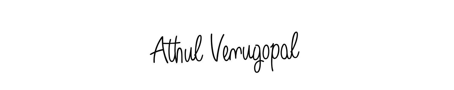 You should practise on your own different ways (Angelique-Rose-font-FFP) to write your name (Athul Venugopal) in signature. don't let someone else do it for you. Athul Venugopal signature style 5 images and pictures png