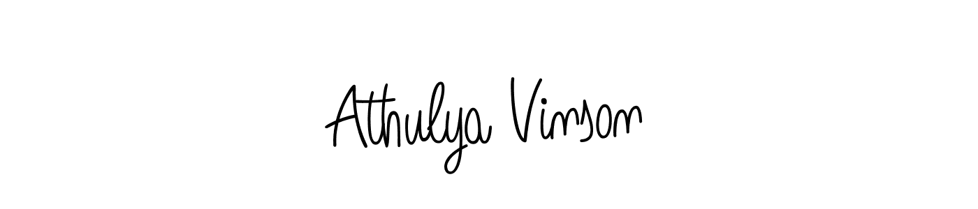 Design your own signature with our free online signature maker. With this signature software, you can create a handwritten (Angelique-Rose-font-FFP) signature for name Athulya Vinson. Athulya Vinson signature style 5 images and pictures png