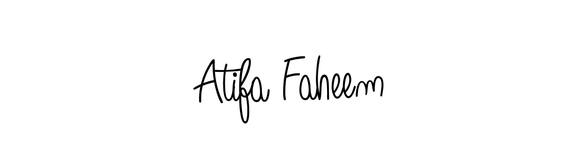 The best way (Angelique-Rose-font-FFP) to make a short signature is to pick only two or three words in your name. The name Atifa Faheem include a total of six letters. For converting this name. Atifa Faheem signature style 5 images and pictures png