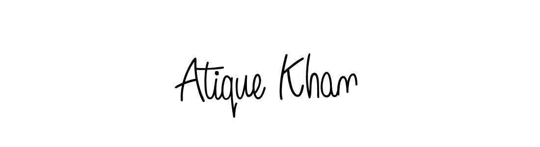 Use a signature maker to create a handwritten signature online. With this signature software, you can design (Angelique-Rose-font-FFP) your own signature for name Atique Khan. Atique Khan signature style 5 images and pictures png