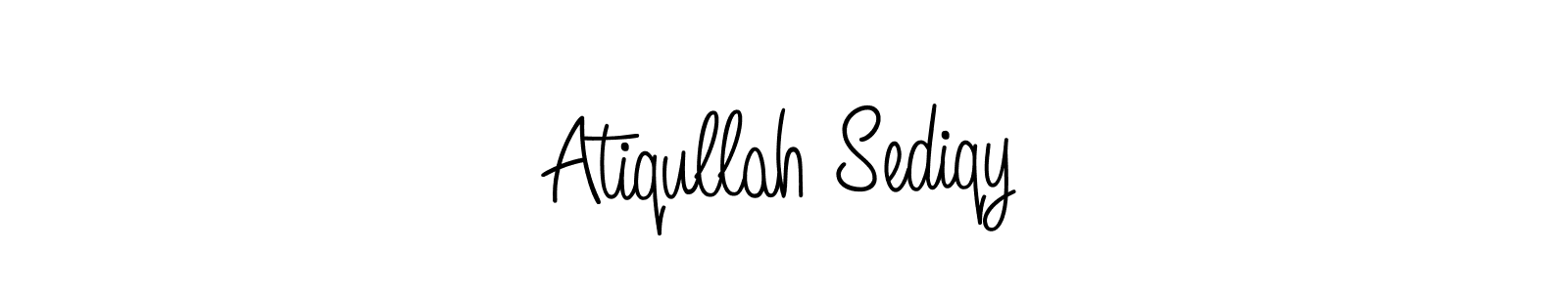 The best way (Angelique-Rose-font-FFP) to make a short signature is to pick only two or three words in your name. The name Atiqullah Sediqy include a total of six letters. For converting this name. Atiqullah Sediqy signature style 5 images and pictures png