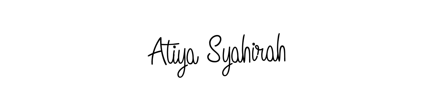 You should practise on your own different ways (Angelique-Rose-font-FFP) to write your name (Atiya Syahirah) in signature. don't let someone else do it for you. Atiya Syahirah signature style 5 images and pictures png
