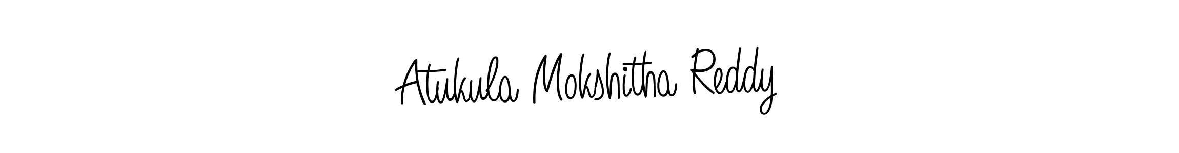 Make a beautiful signature design for name Atukula Mokshitha Reddy. With this signature (Angelique-Rose-font-FFP) style, you can create a handwritten signature for free. Atukula Mokshitha Reddy signature style 5 images and pictures png